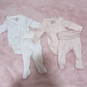 H&M baby us 0-1m newborn outfit set pink and polka dot bow wrap style onesie